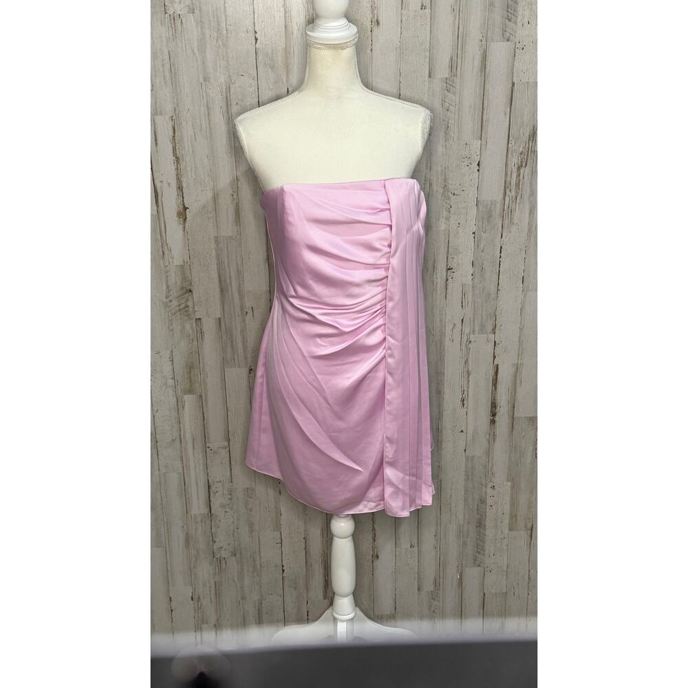 NWT Ramy Brook Women's Strapless‎ Pink Satin Mini Dress Size 8 Party Cocktail